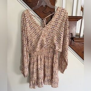 Heyson Cream Floral Smocked Waist Dress- Like New Size Small